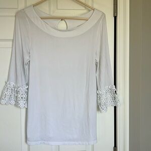 Lilly Pulitzer Waverly 3/4 sleeve white top Size M Perfect condition